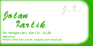 jolan karlik business card